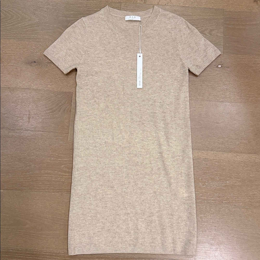 NWT REVOLVE one grey day oatmeal 100% cashmere kadri tee dress | XS